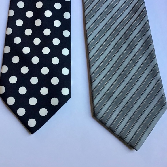 2 ESCADA  1 Black with cream polka dots, 1 gray striped silk made in Italy 🇮🇹 - Picture 1 of 5